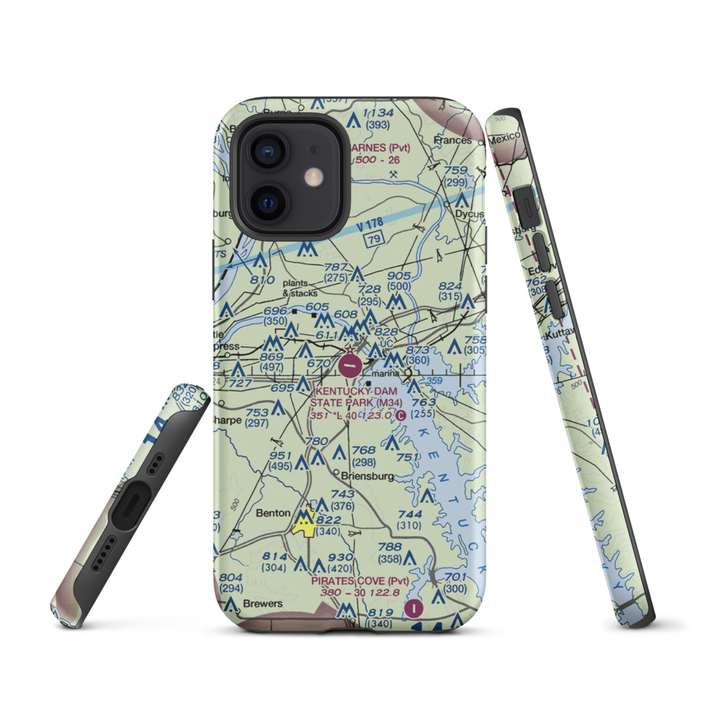 Kentucky Dam State Park Airport (M34) VFR Sectional  Tough iPhone Case iPhone 12 model shown