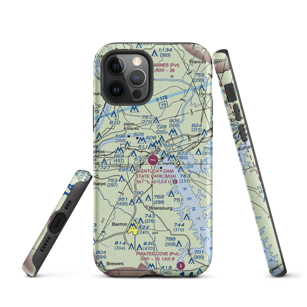 Kentucky Dam State Park Airport (M34) VFR Sectional  Tough iPhone Case iPhone 12 Pro model shown