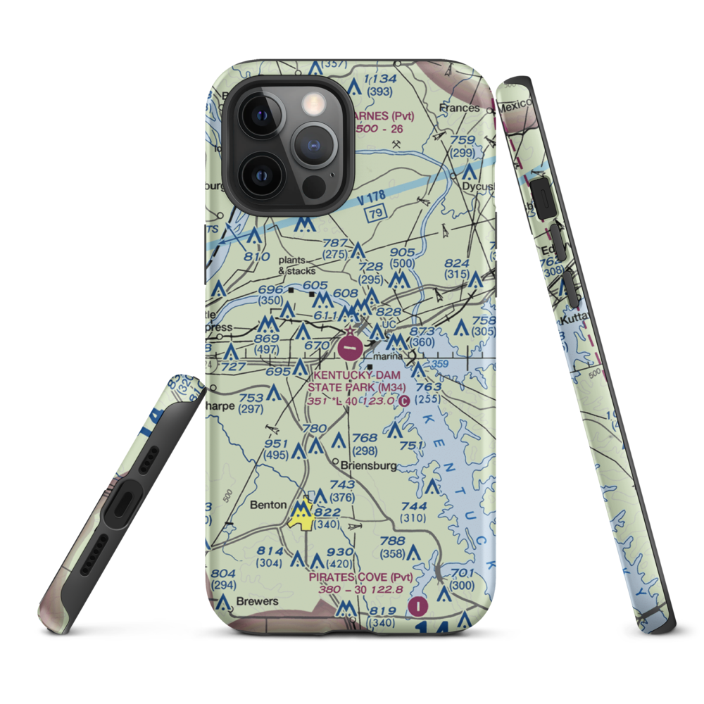Kentucky Dam State Park Airport (M34) VFR Sectional  Tough iPhone Case iPhone 12 Pro Max model shown