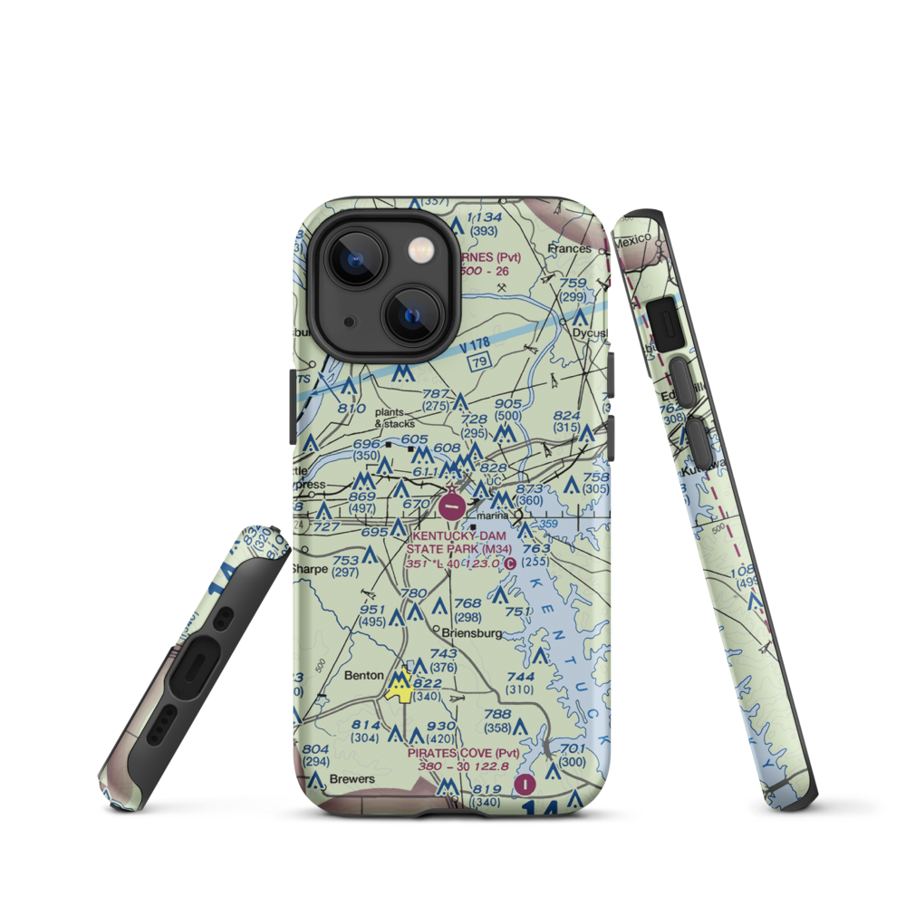 Kentucky Dam State Park Airport (M34) VFR Sectional  Tough iPhone Case iPhone 13 mini model shown