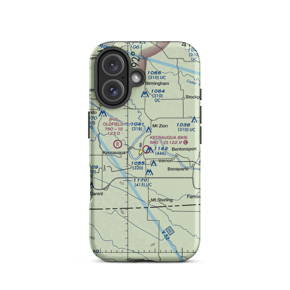 Keosauqua Municipal Airport (6K9) VFR Sectional  Tough iPhone Case iPhone 16 model shown