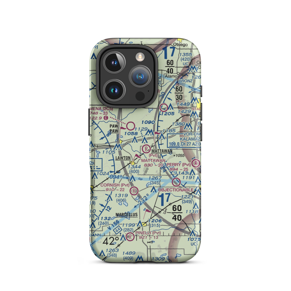 Kerby Field (MI84) VFR Sectional  Tough iPhone Case iPhone 16 Pro model shown