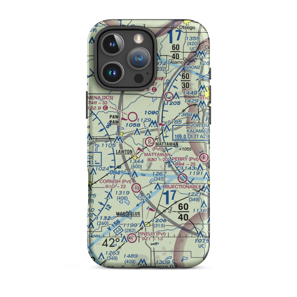 Kerby Field (MI84) VFR Sectional  Tough iPhone Case iPhone 16 Pro Max model shown