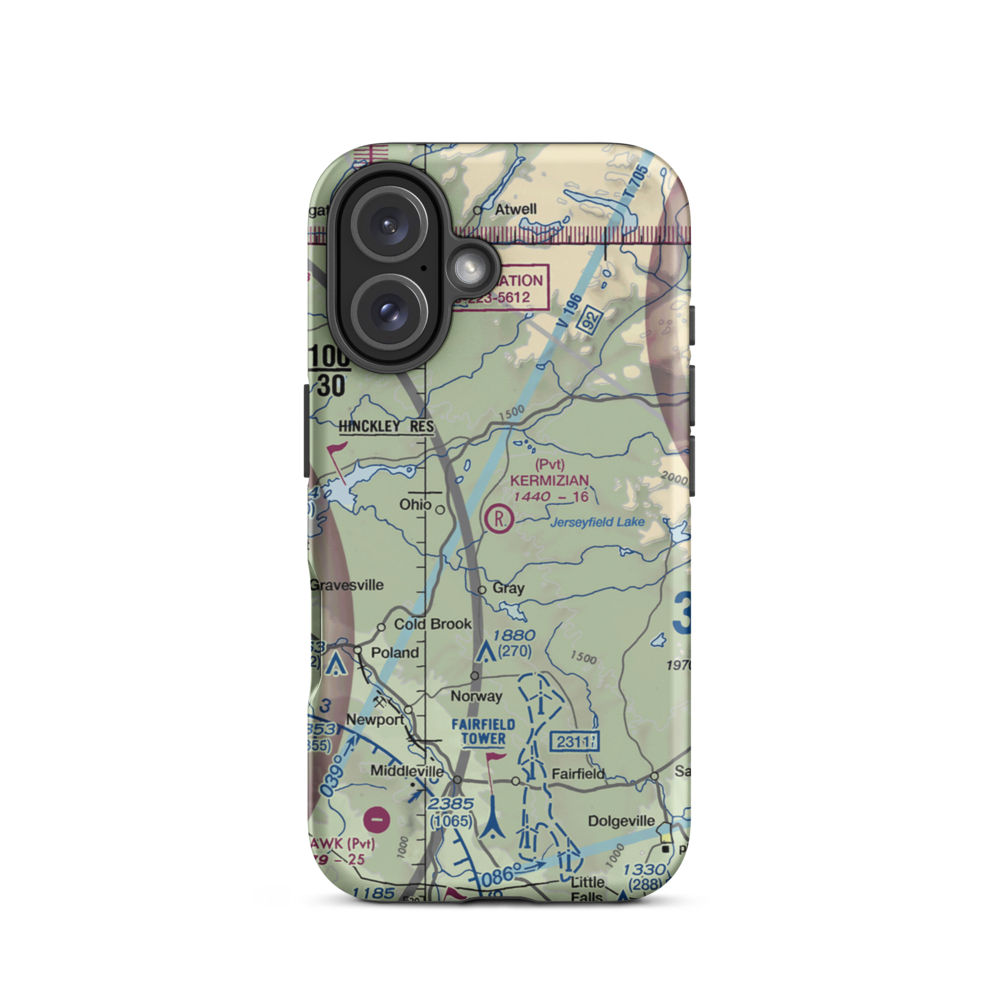 Kermizian Airport (0NY3) VFR Sectional  Tough iPhone Case iPhone 16 model shown