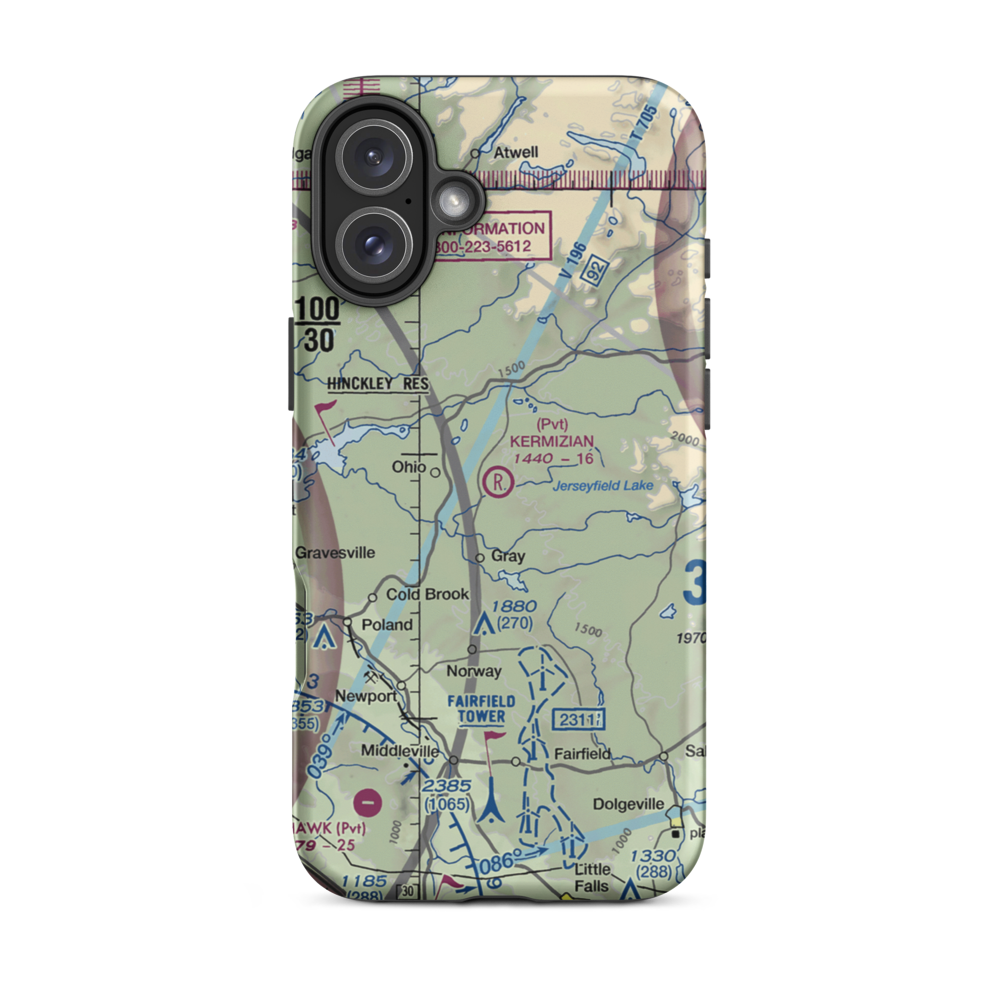 Kermizian Airport (0NY3) VFR Sectional  Tough iPhone Case iPhone 16 Plus model shown