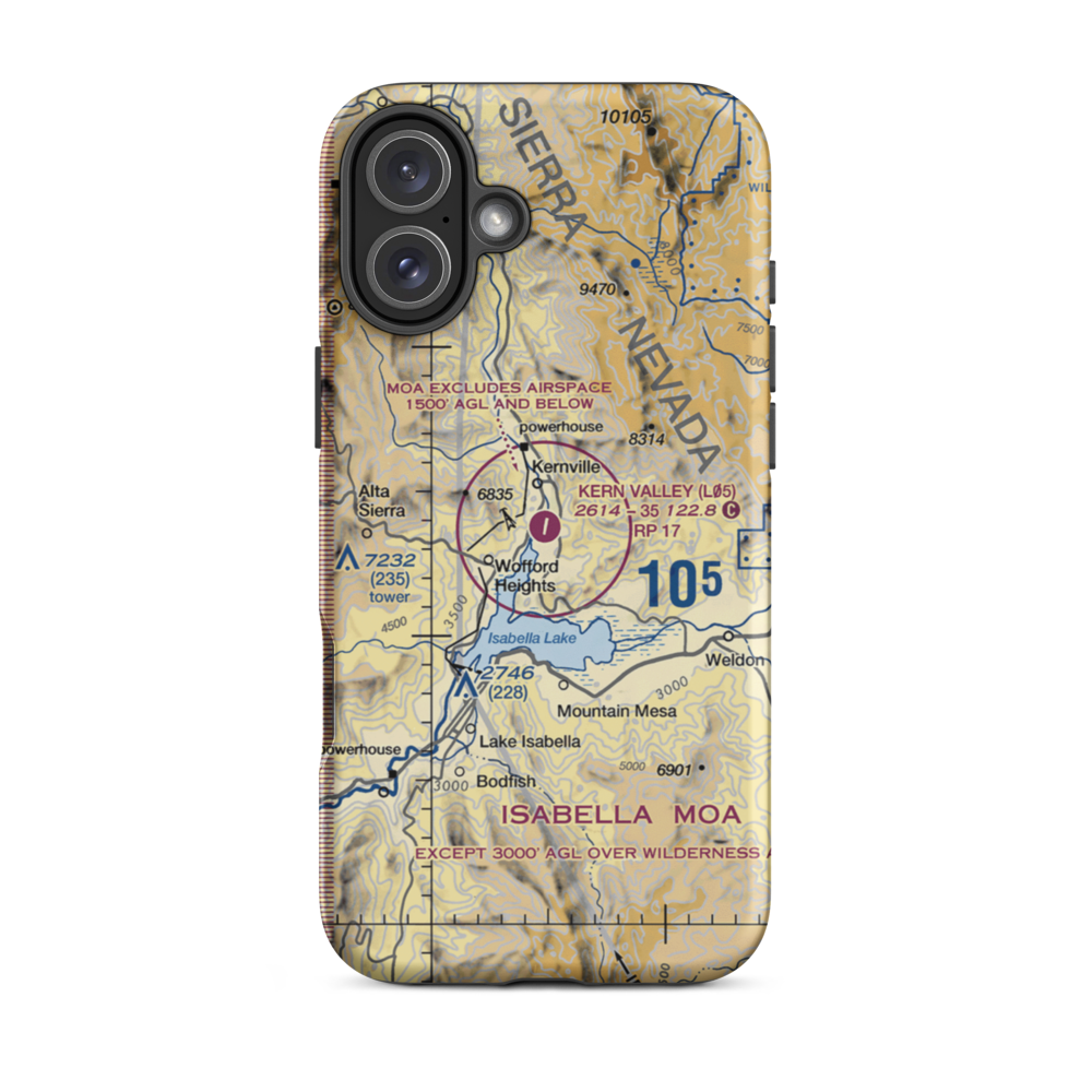 Kern Valley Airport (L05) VFR Sectional  Tough iPhone Case iPhone 16 Plus model shown