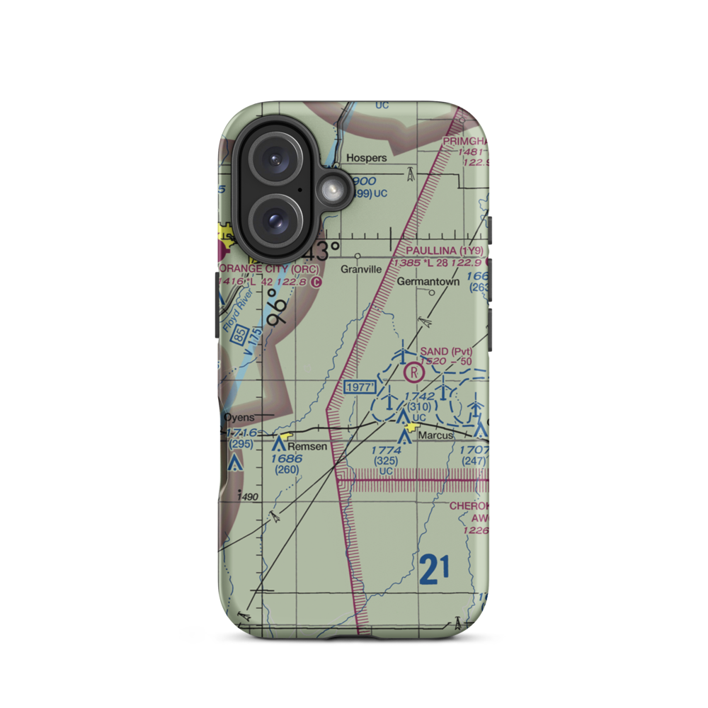 Kerr Airport (3IA5) VFR Sectional  Tough iPhone Case iPhone 16 model shown