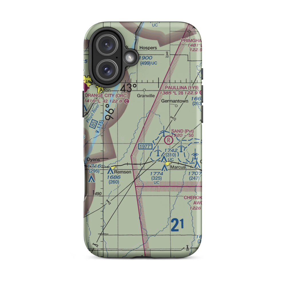 Kerr Airport (3IA5) VFR Sectional  Tough iPhone Case iPhone 16 Plus model shown