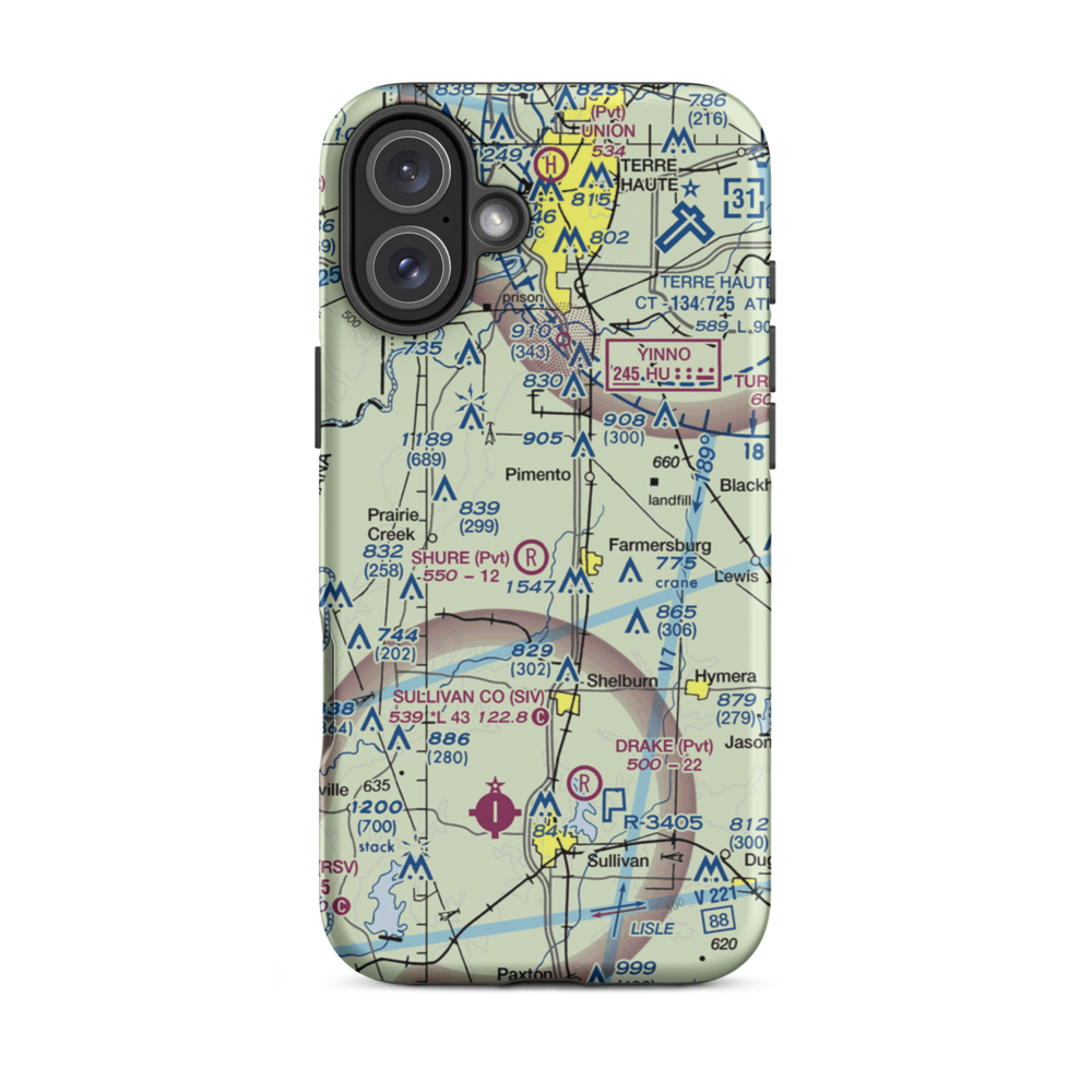 Kester Fly Inn Airport (18IN) VFR Sectional  Tough iPhone Case iPhone 16 Plus model shown