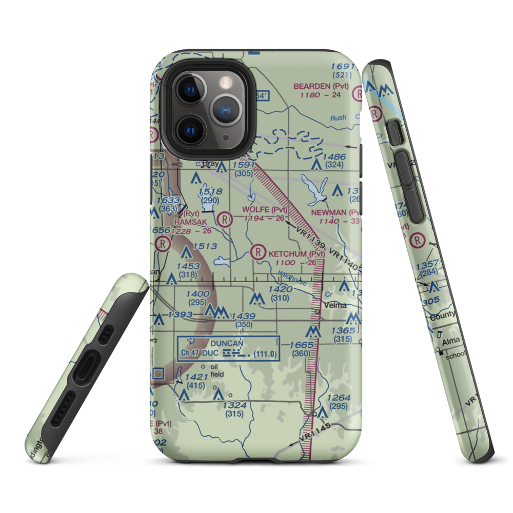 Ketchum Ranch Airport (OK97) VFR Sectional  Tough iPhone Case iPhone 11 Pro model shown