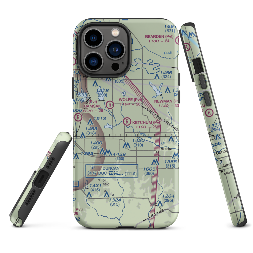 Ketchum Ranch Airport (OK97) VFR Sectional  Tough iPhone Case iPhone 13 Pro Max model shown