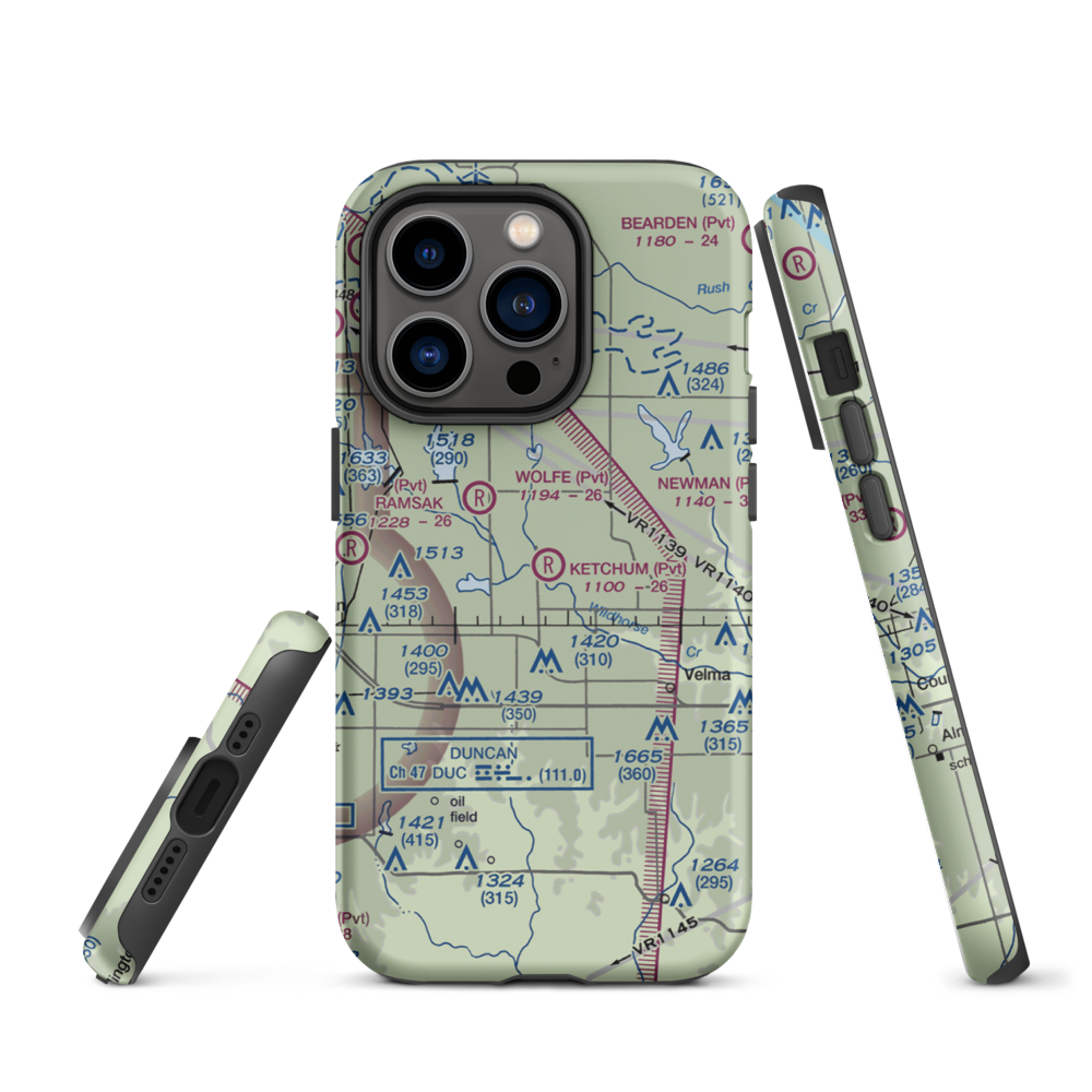 Ketchum Ranch Airport (OK97) VFR Sectional  Tough iPhone Case iPhone 14 Pro model shown
