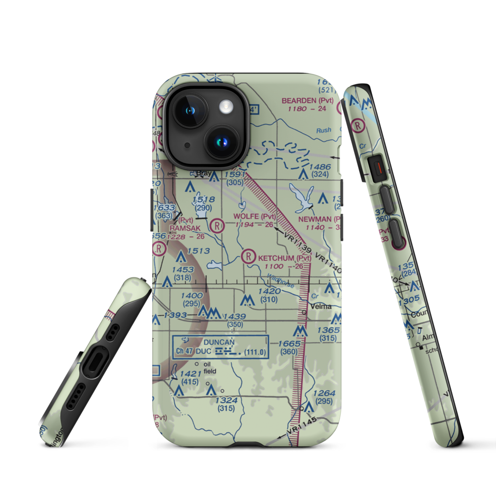 Ketchum Ranch Airport (OK97) VFR Sectional  Tough iPhone Case iPhone 15 model shown