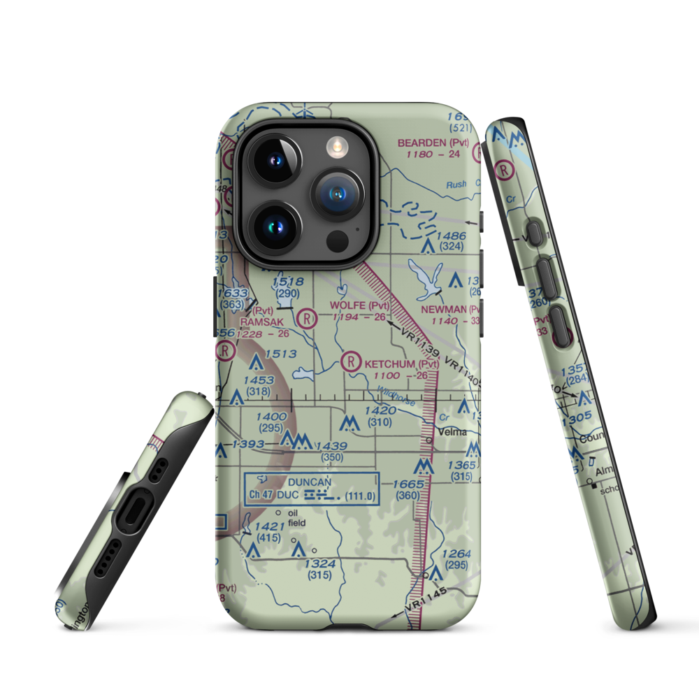 Ketchum Ranch Airport (OK97) VFR Sectional  Tough iPhone Case iPhone 15 Pro model shown