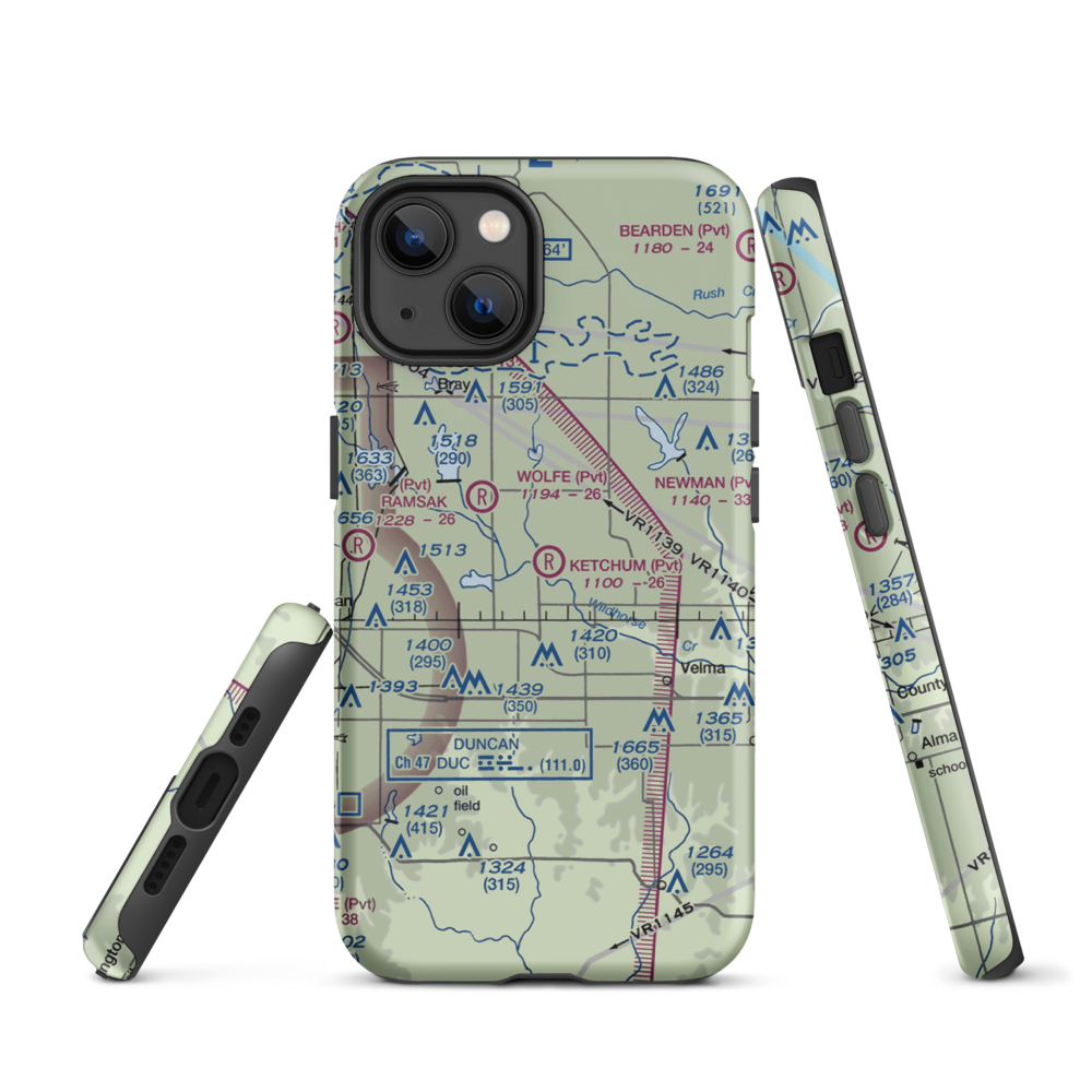 Ketchum Ranch Airport (OK97) VFR Sectional  Tough iPhone Case iPhone 13 model shown
