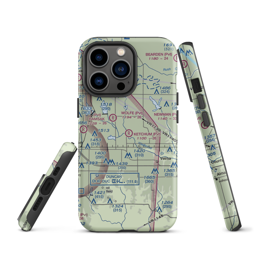 Ketchum Ranch Airport (OK97) VFR Sectional  Tough iPhone Case iPhone 13 Pro model shown