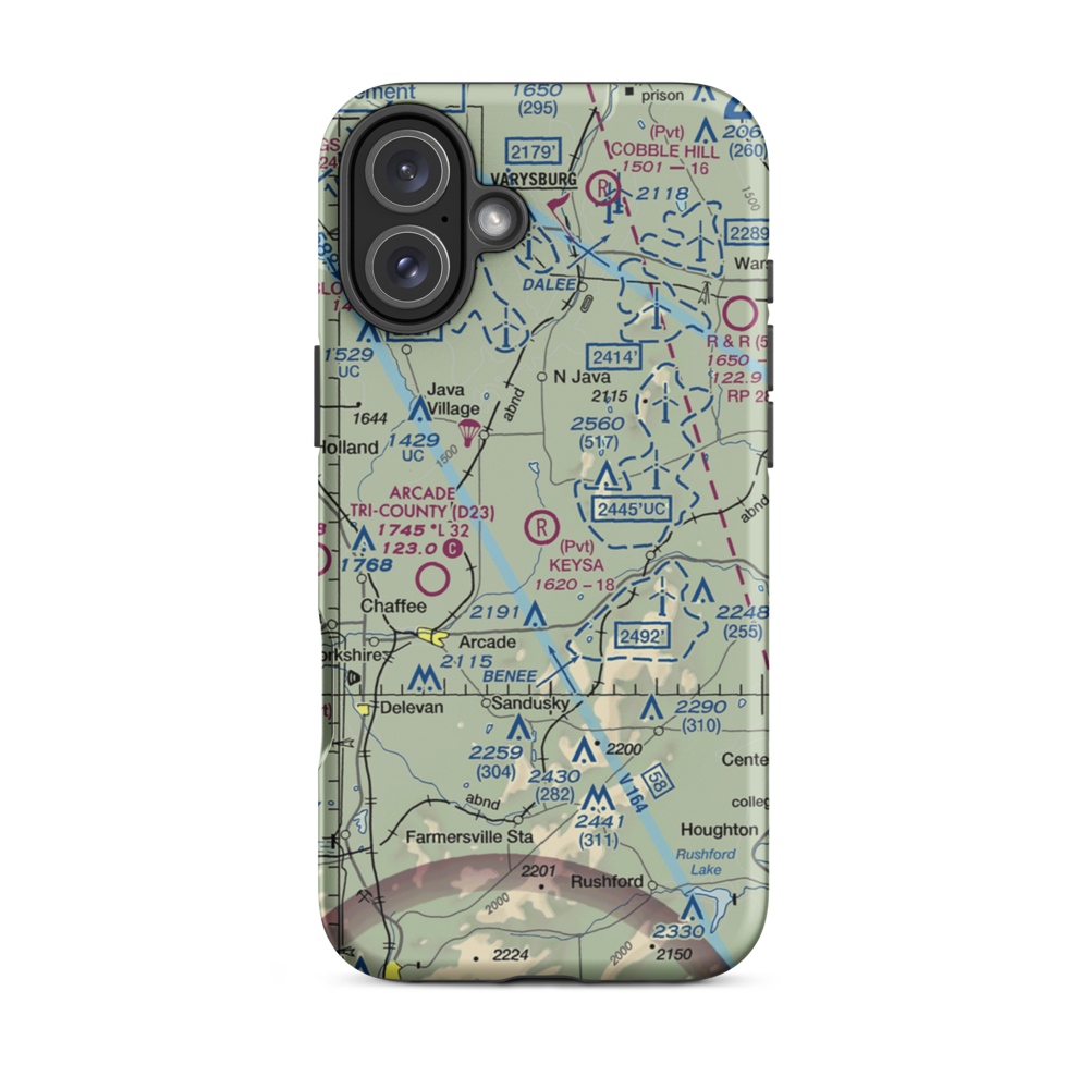 Keysa Airport (NY79) VFR Sectional  Tough iPhone Case iPhone 16 Plus model shown