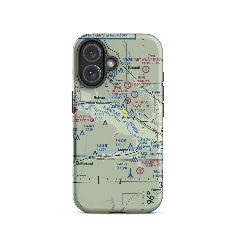 Keyser Airport (1KS5) VFR Sectional  Tough iPhone Case iPhone 16 model shown