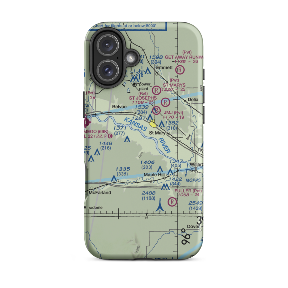 Keyser Airport (1KS5) VFR Sectional  Tough iPhone Case iPhone 16 Plus model shown