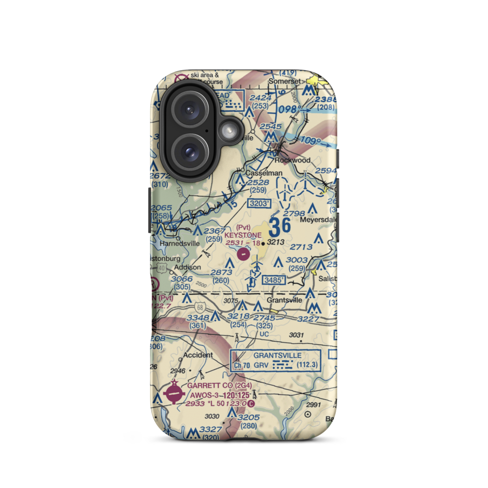 Keystone Airport (9PA7) VFR Sectional  Tough iPhone Case iPhone 16 model shown