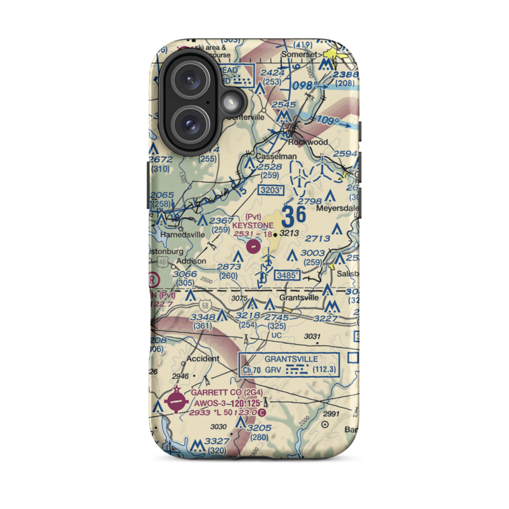 Keystone Airport (9PA7) VFR Sectional  Tough iPhone Case iPhone 16 Plus model shown