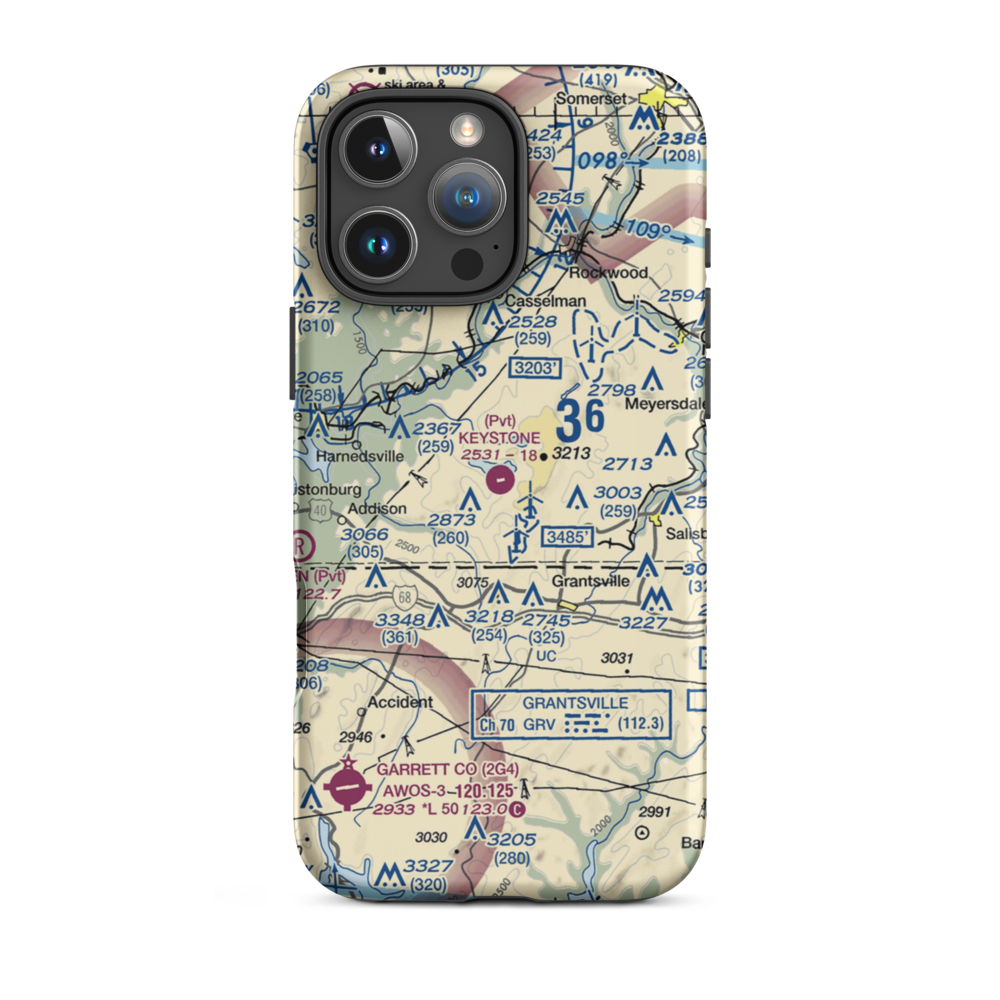 Keystone Airport (9PA7) VFR Sectional  Tough iPhone Case iPhone 16 Pro Max model shown