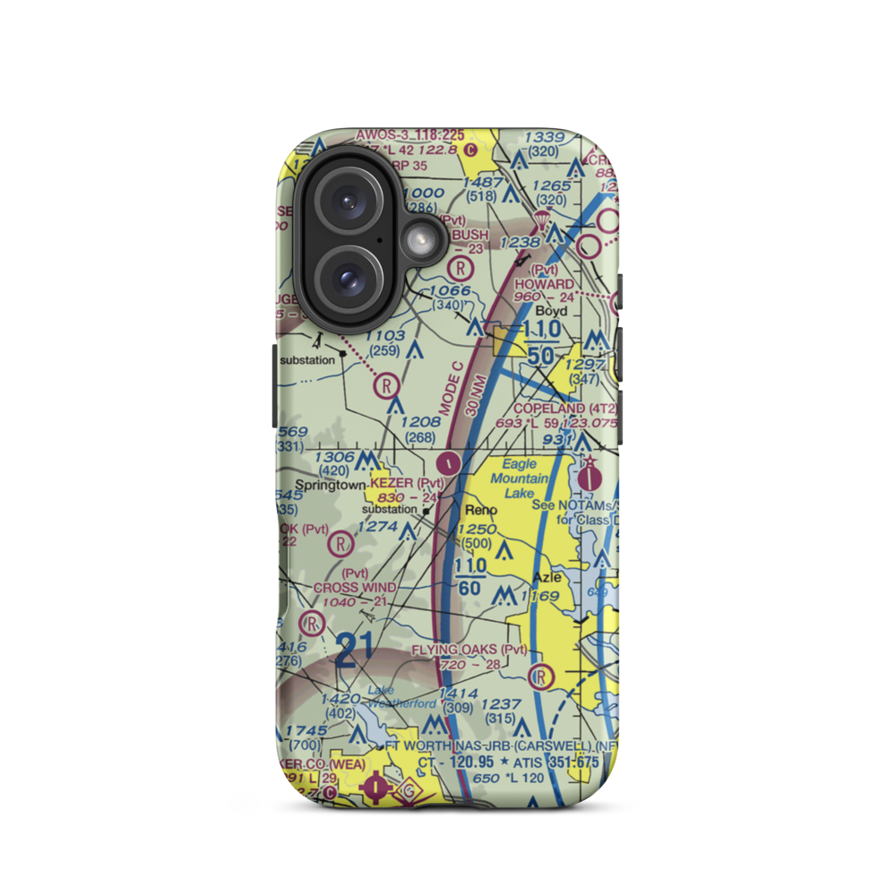 Kezer Air Ranch Airport (61TE) VFR Sectional  Tough iPhone Case iPhone 16 model shown