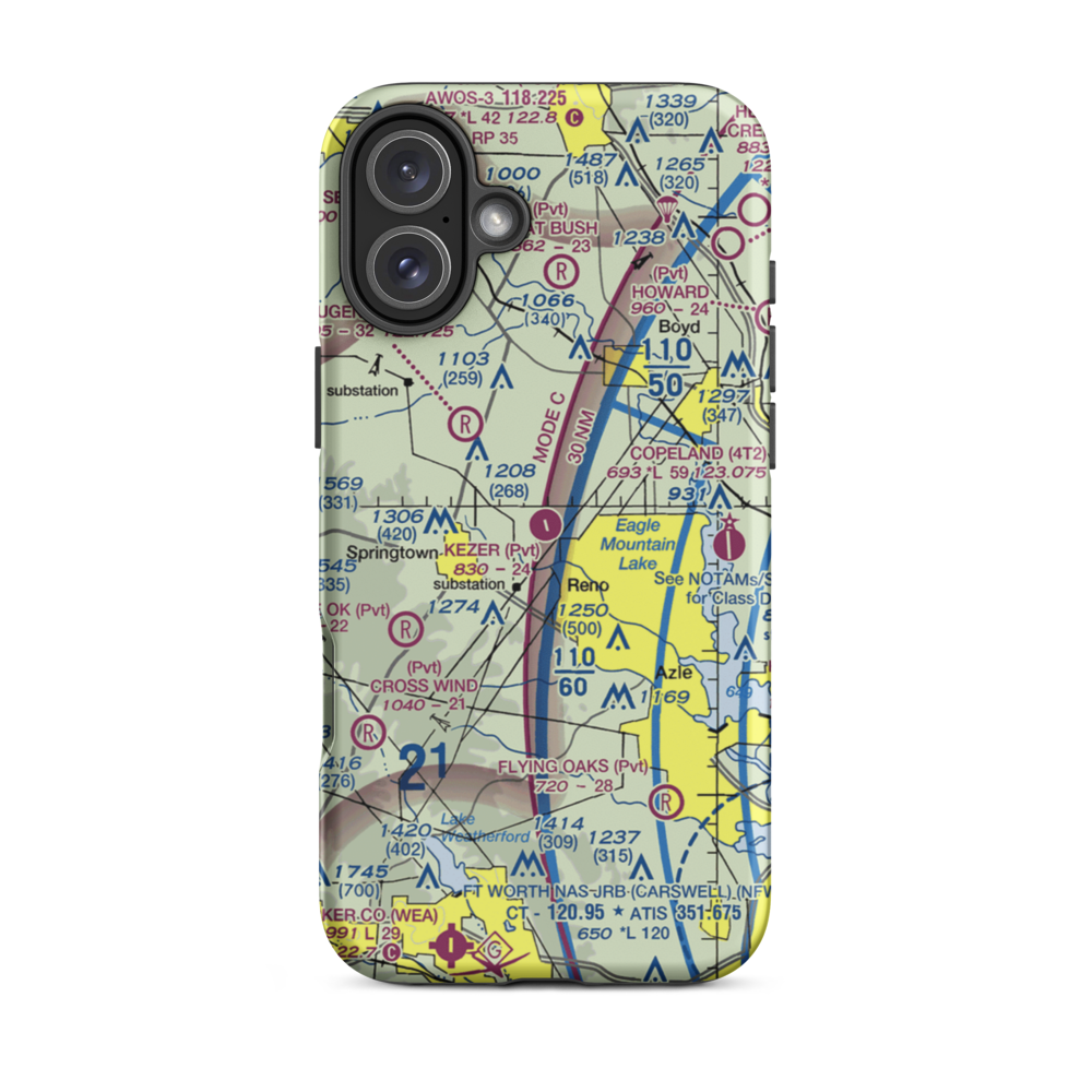Kezer Air Ranch Airport (61TE) VFR Sectional  Tough iPhone Case iPhone 16 Plus model shown