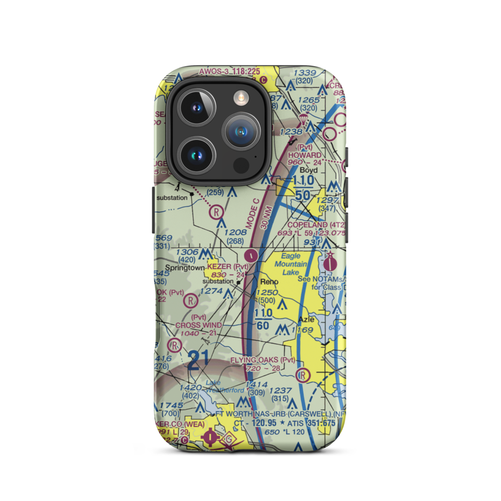 Kezer Air Ranch Airport (61TE) VFR Sectional  Tough iPhone Case iPhone 16 Pro model shown