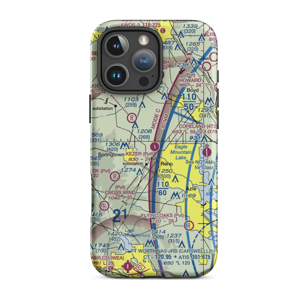 Kezer Air Ranch Airport (61TE) VFR Sectional  Tough iPhone Case iPhone 16 Pro Max model shown