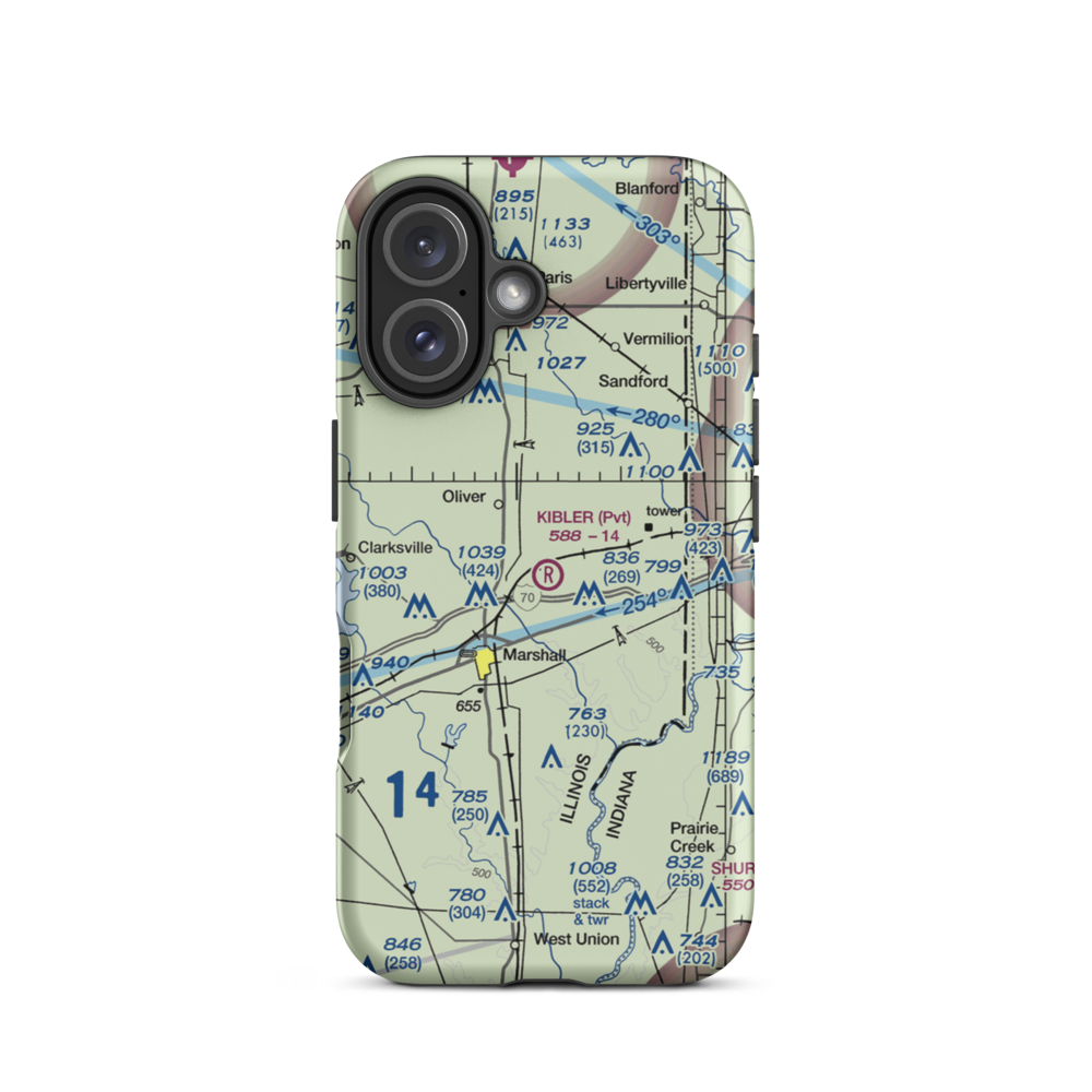 Kibler Airport (3LL3) VFR Sectional  Tough iPhone Case iPhone 16 model shown