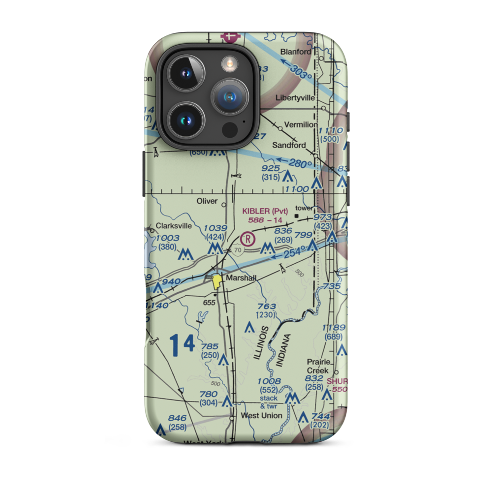 Kibler Airport (3LL3) VFR Sectional  Tough iPhone Case iPhone 16 Pro Max model shown
