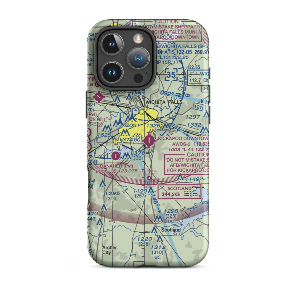 Kickapoo Downtown Airport (CWC) VFR Sectional  Tough iPhone Case iPhone 16 Pro Max model shown