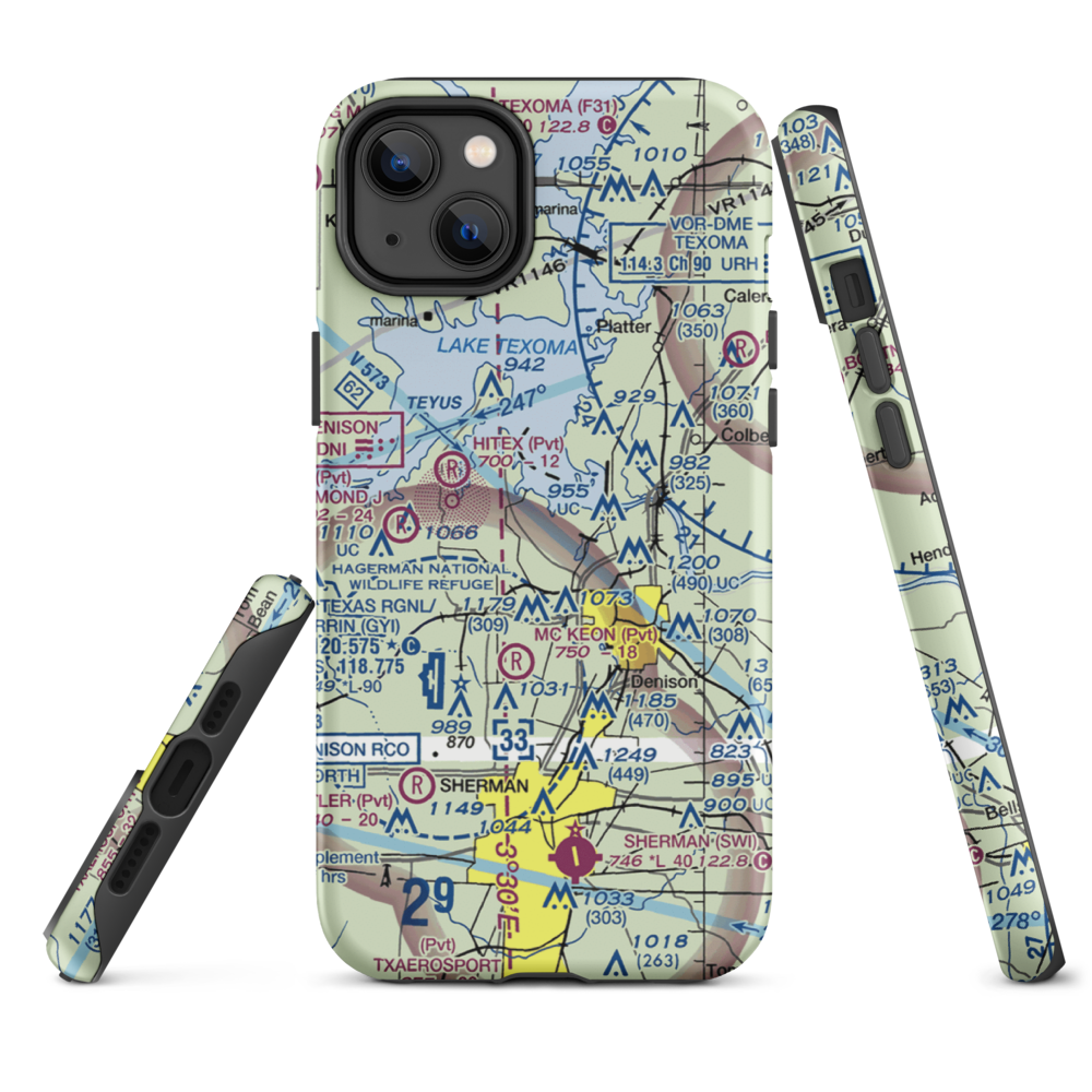 Kidd-Private Airport (TX12) VFR Sectional  Tough iPhone Case iPhone 14 Plus model shown
