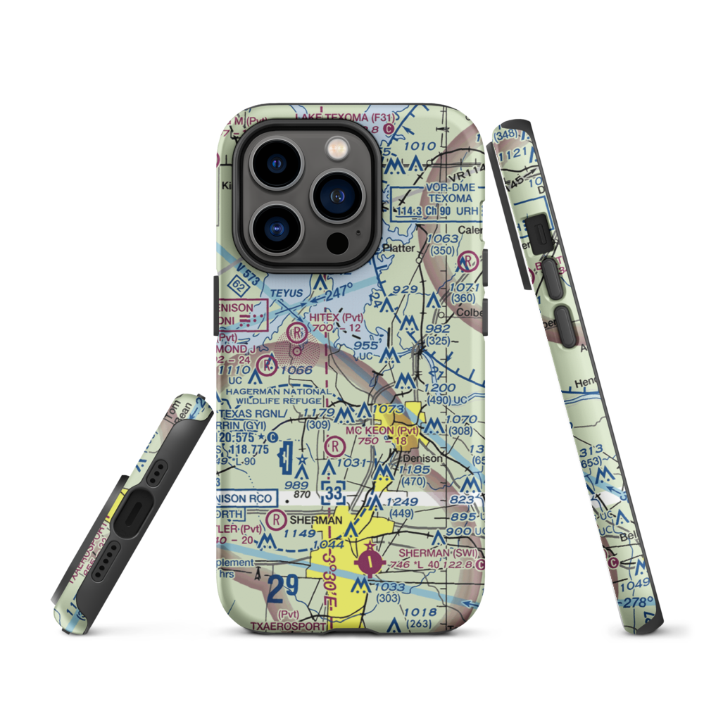 Kidd-Private Airport (TX12) VFR Sectional  Tough iPhone Case iPhone 14 Pro model shown