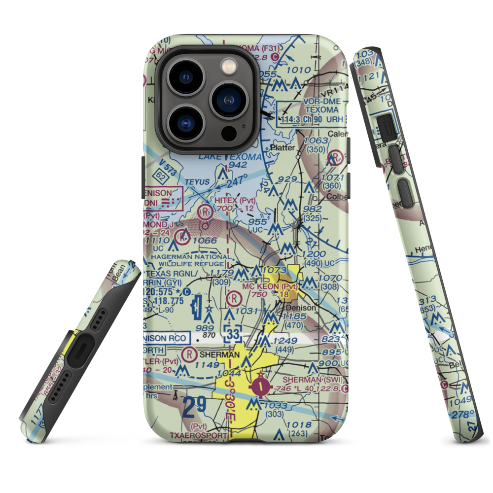 Kidd-Private Airport (TX12) VFR Sectional  Tough iPhone Case iPhone 14 Pro Max model shown