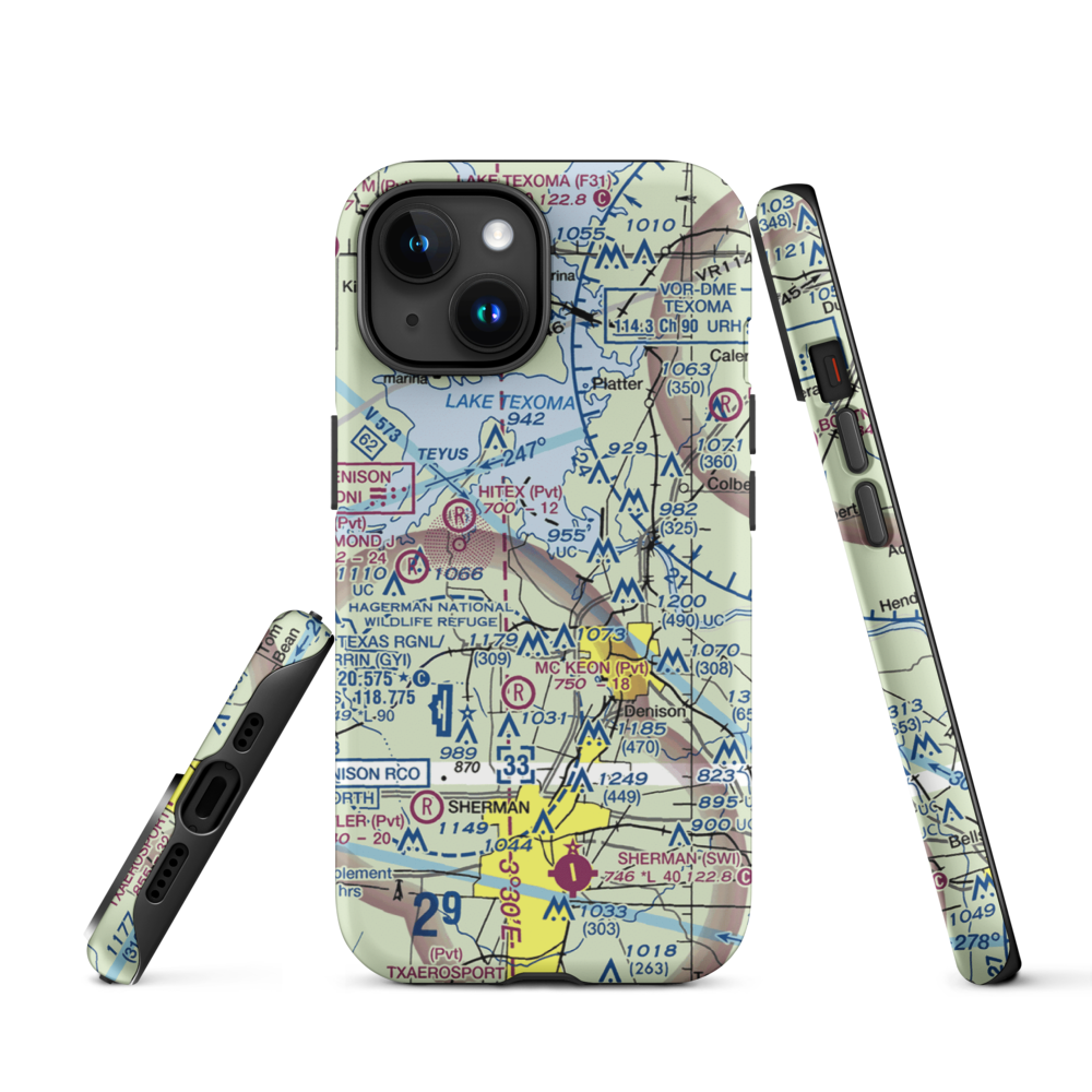 Kidd-Private Airport (TX12) VFR Sectional  Tough iPhone Case iPhone 15 model shown