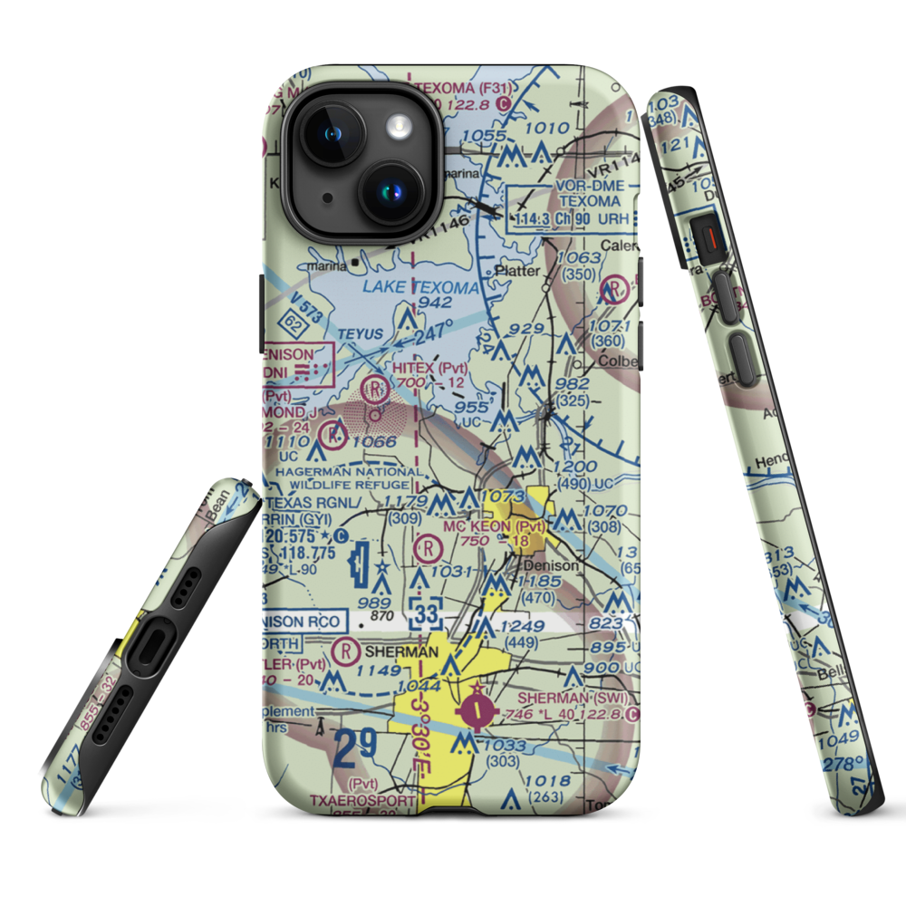 Kidd-Private Airport (TX12) VFR Sectional  Tough iPhone Case iPhone 15 Plus model shown