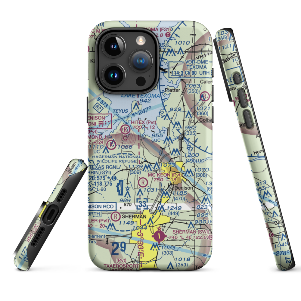Kidd-Private Airport (TX12) VFR Sectional  Tough iPhone Case iPhone 15 Pro Max model shown