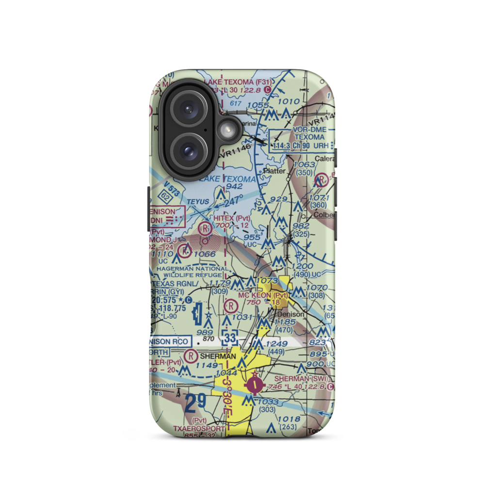 Kidd-Private Airport (TX12) VFR Sectional  Tough iPhone Case iPhone 16 model shown