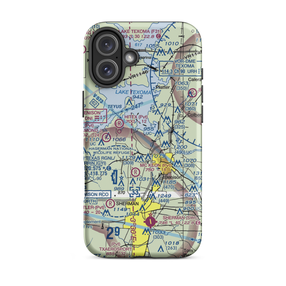 Kidd-Private Airport (TX12) VFR Sectional  Tough iPhone Case iPhone 16 Plus model shown