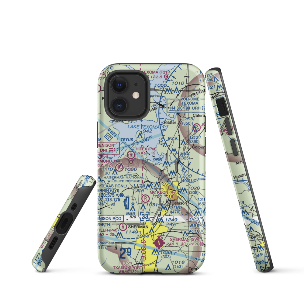 Kidd-Private Airport (TX12) VFR Sectional  Tough iPhone Case iPhone 12 mini model shown