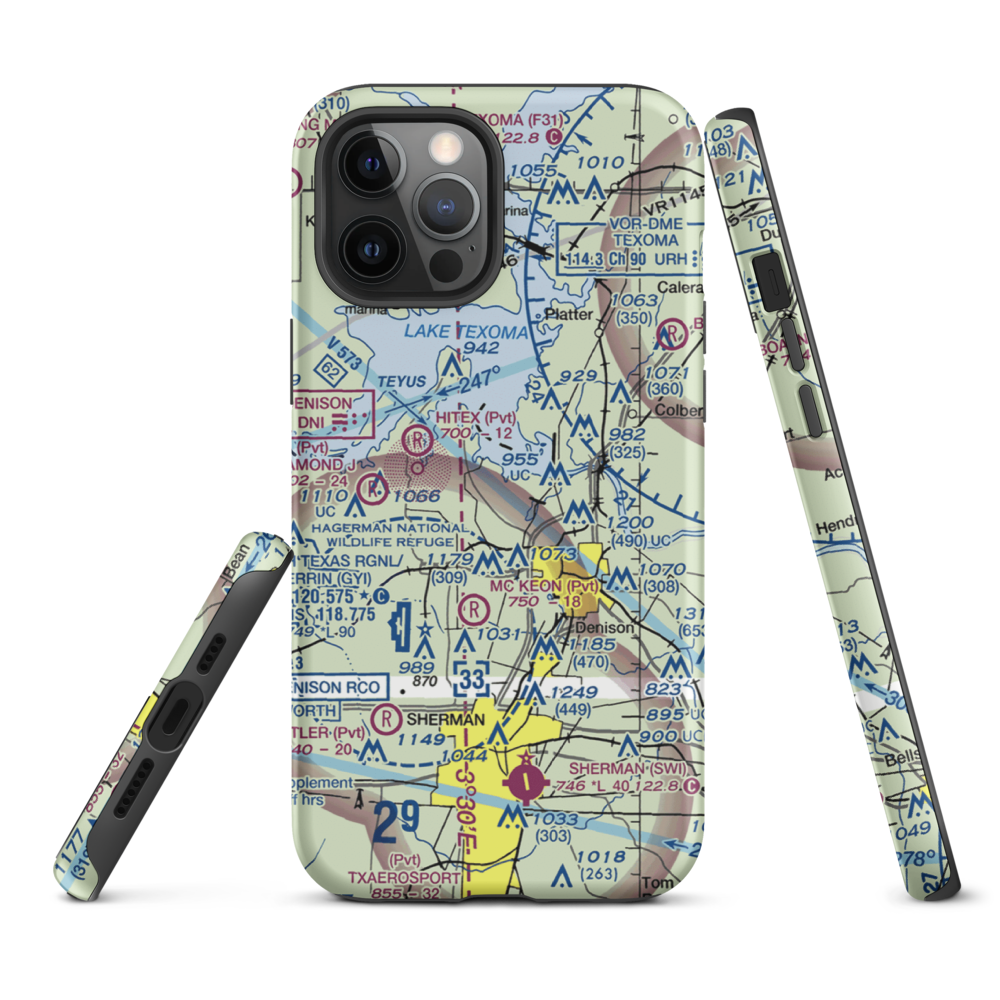 Kidd-Private Airport (TX12) VFR Sectional  Tough iPhone Case iPhone 12 Pro Max model shown