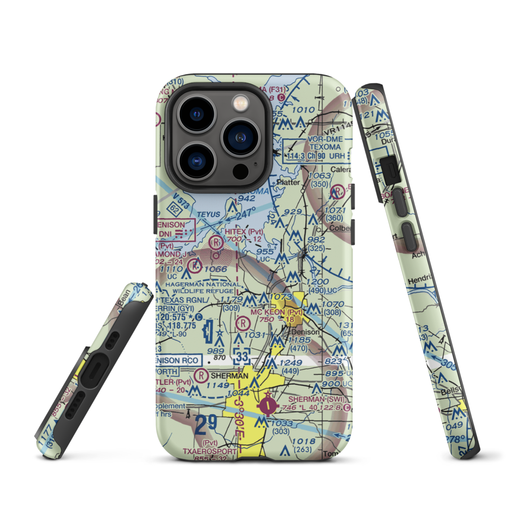 Kidd-Private Airport (TX12) VFR Sectional  Tough iPhone Case iPhone 13 Pro model shown