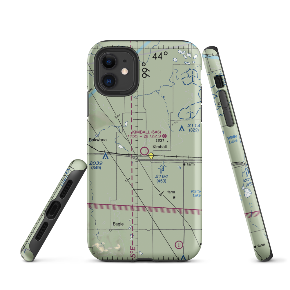 Kimball Municipal Airport (6A6) VFR Sectional  Tough iPhone Case iPhone 11 model shown