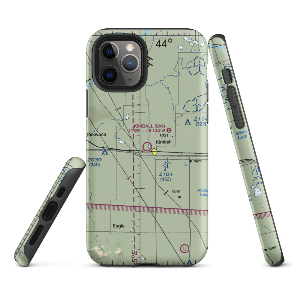 Kimball Municipal Airport (6A6) VFR Sectional  Tough iPhone Case iPhone 11 Pro model shown