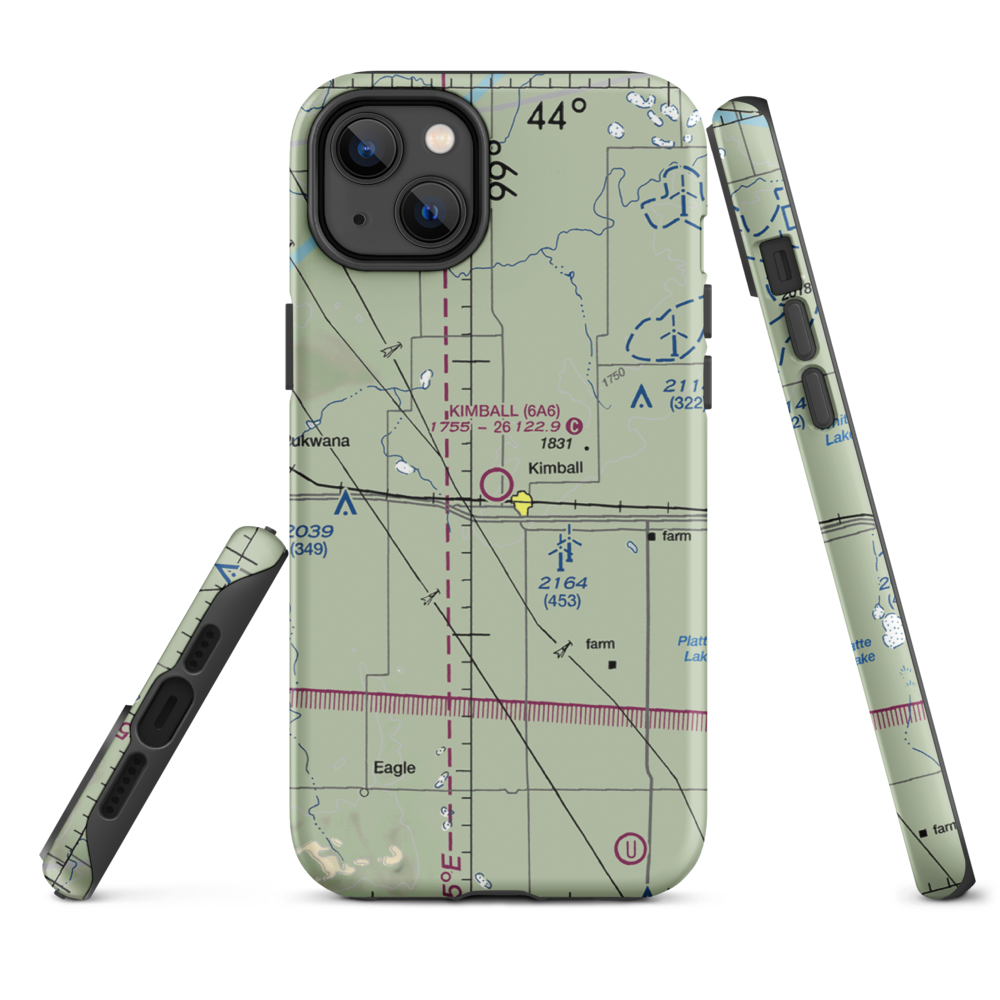 Kimball Municipal Airport (6A6) VFR Sectional  Tough iPhone Case iPhone 14 Plus model shown