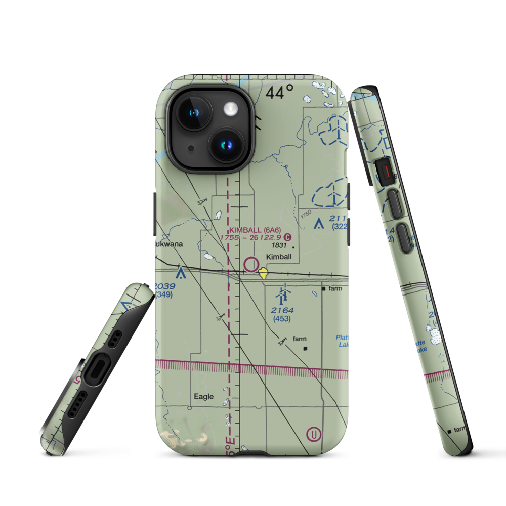 Kimball Municipal Airport (6A6) VFR Sectional  Tough iPhone Case iPhone 15 model shown