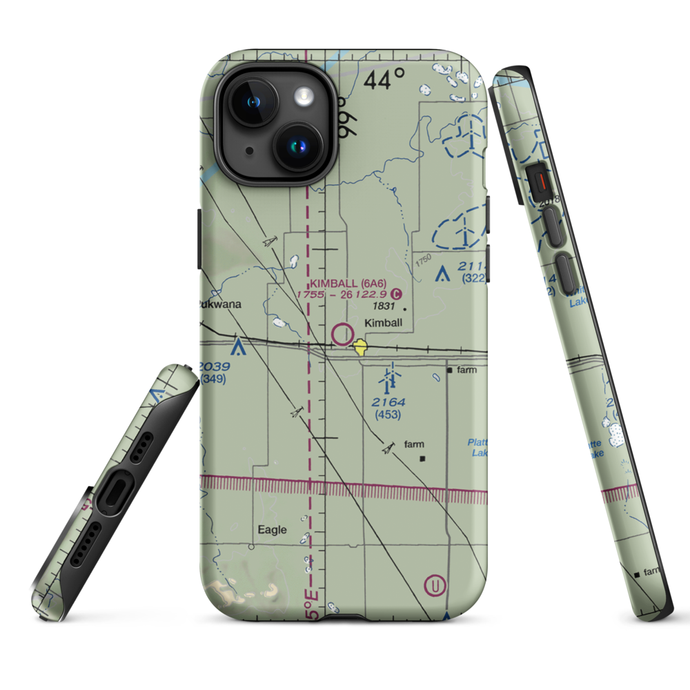 Kimball Municipal Airport (6A6) VFR Sectional  Tough iPhone Case iPhone 15 Plus model shown