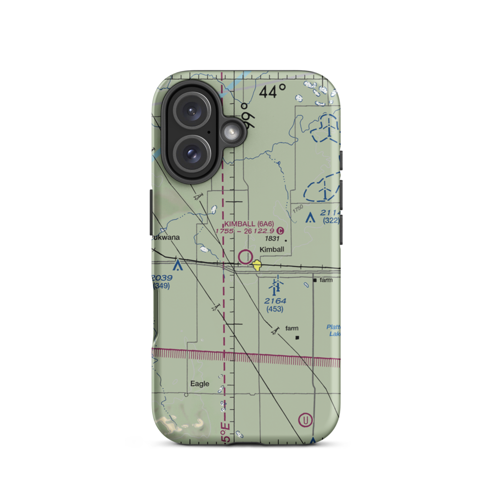 Kimball Municipal Airport (6A6) VFR Sectional  Tough iPhone Case iPhone 16 model shown